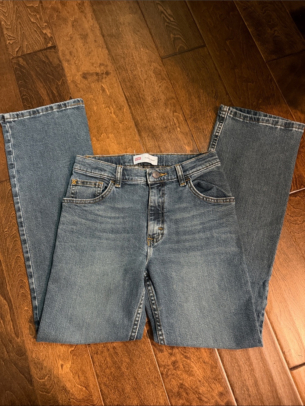 Boys Wrangler Slim Boot Blue Jeans